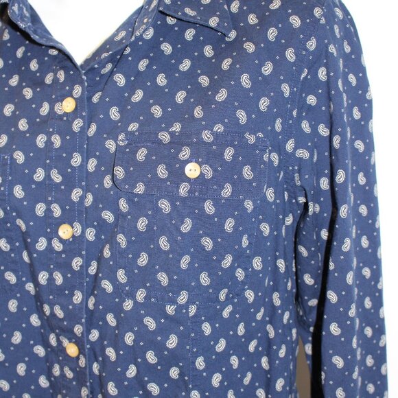 Lauren Ralph Lauren Women's Long Sleeve Button Up Top Navy Paisley Print Small - Picture 5 of 11
